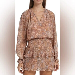 Ramy Brook Paisley Mini Dress in Earth Tones